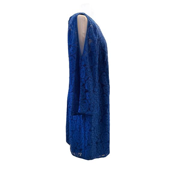 Adrianna Papell Cobalt Blue Lace Overlay Knee Length 18w Exposed Shoulder Dress - Picture 10 of 15